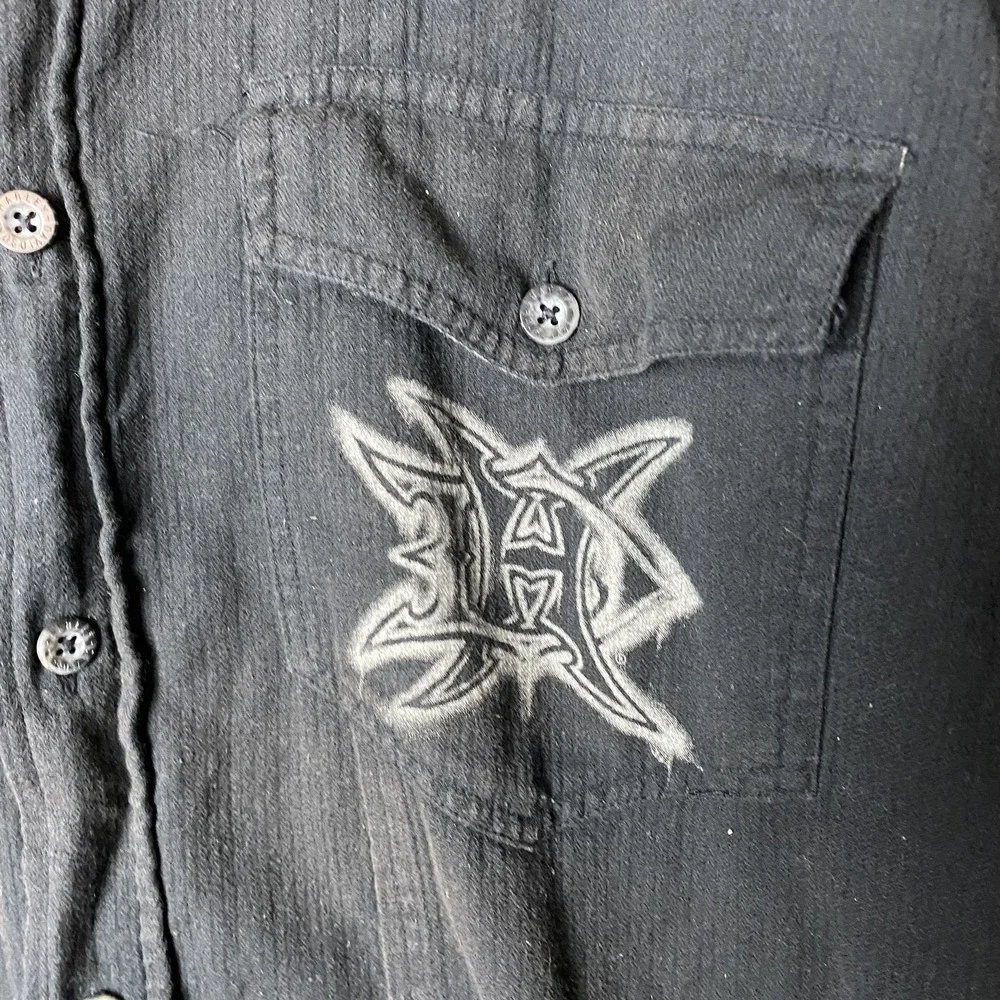 Harley-Davidson Mens L Short Sleeve Black Button-Up Shirt Cotton